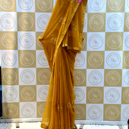 Yellow Light Weight Chiffon Saree Saree Fabric : Chiffon