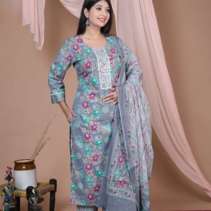 Multicolor Cotton Kurta set For Women