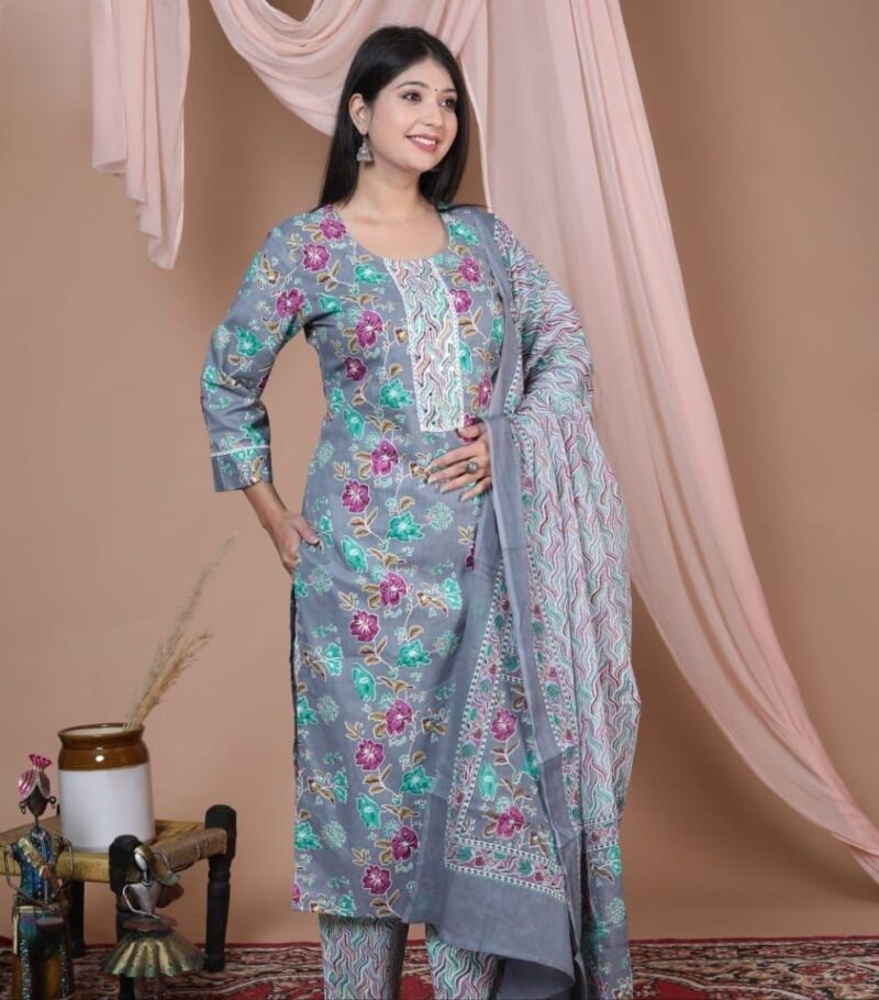 Multicolor Cotton Kurta set For Women