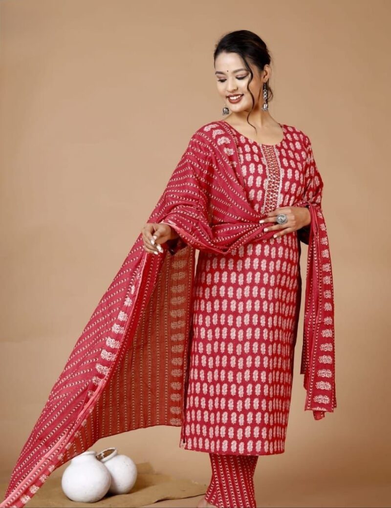 Women Cotton Kurta set with Duppata